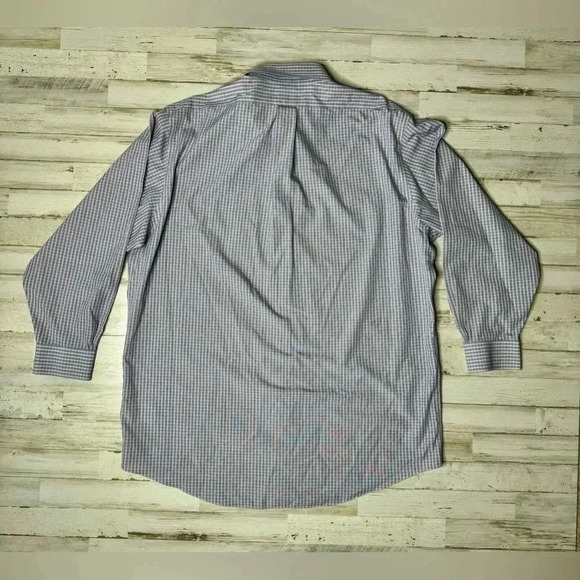 Brooks Brothers Blue Vertical Checked Shirt Mens 17-33 Button Up Long Sleeve - Picture 11 of 13